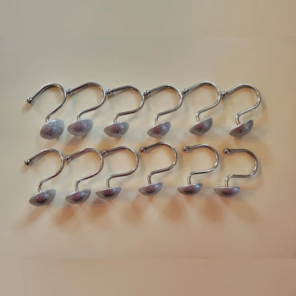 Sparkling Stainless Steel Shower Hooks Set of 12